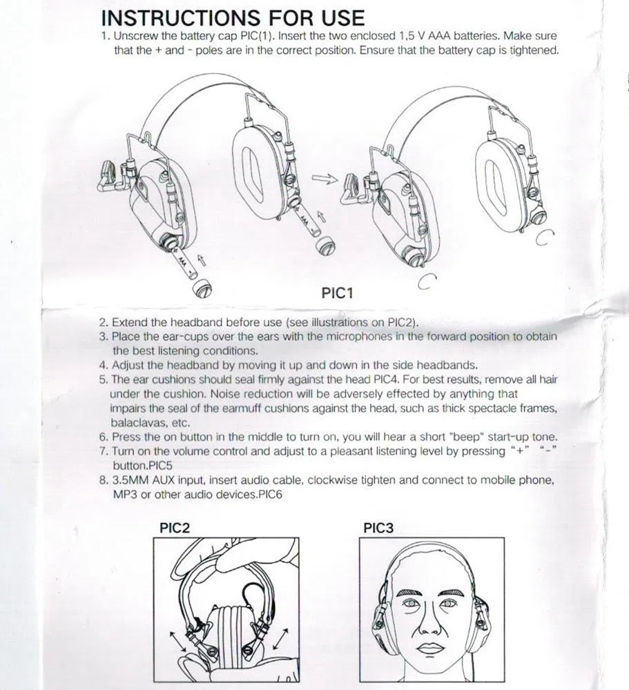 Protezione elettronica per le comunicazioni acustiche M32 Series Sopprime il rumore di arma da fuoco amplificando suoni di basso livello (nero)
