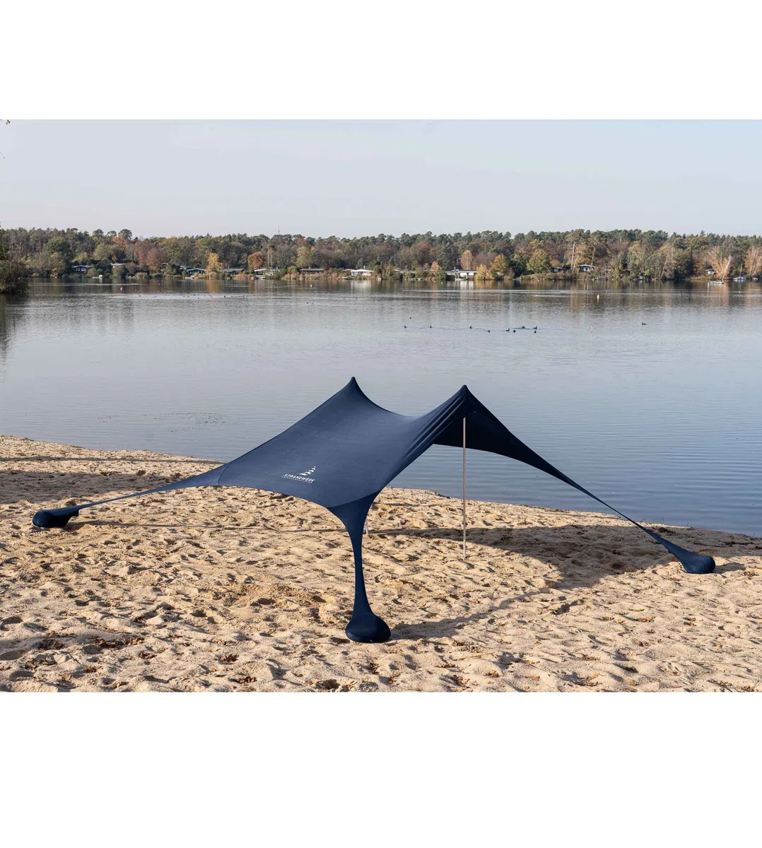 Tenda da spiaggia in lycra di alta qualità, tenda da spiaggia pop-up, con aste in alluminio e ancora di sabbia "Ole", blu scuro