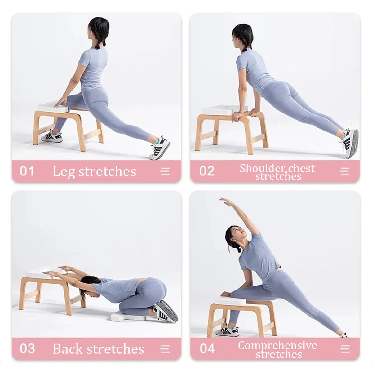 Sgabello Yoga Per Verticali,Seduta Yoga Per Esercizi Headstand In Legno Massiccio,Poggiatesta Rimovibile,Adatta Per Chi Pratica Fitness,Uso Domestico,(63 * 41 * 38cm,Bianco)