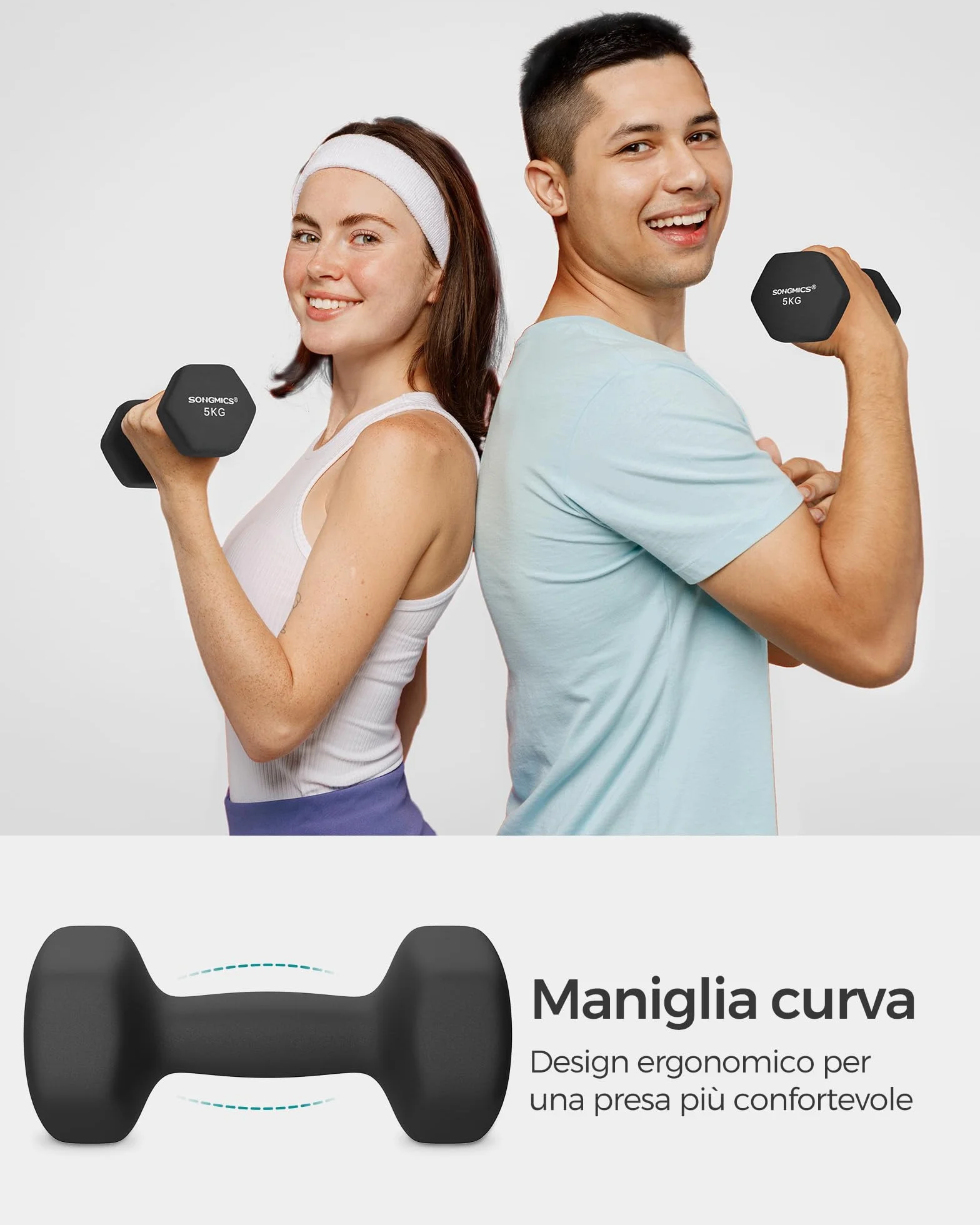 SONGMICS Set di 2 Manubri Esagonale con Superficie in Vinile per Fitness