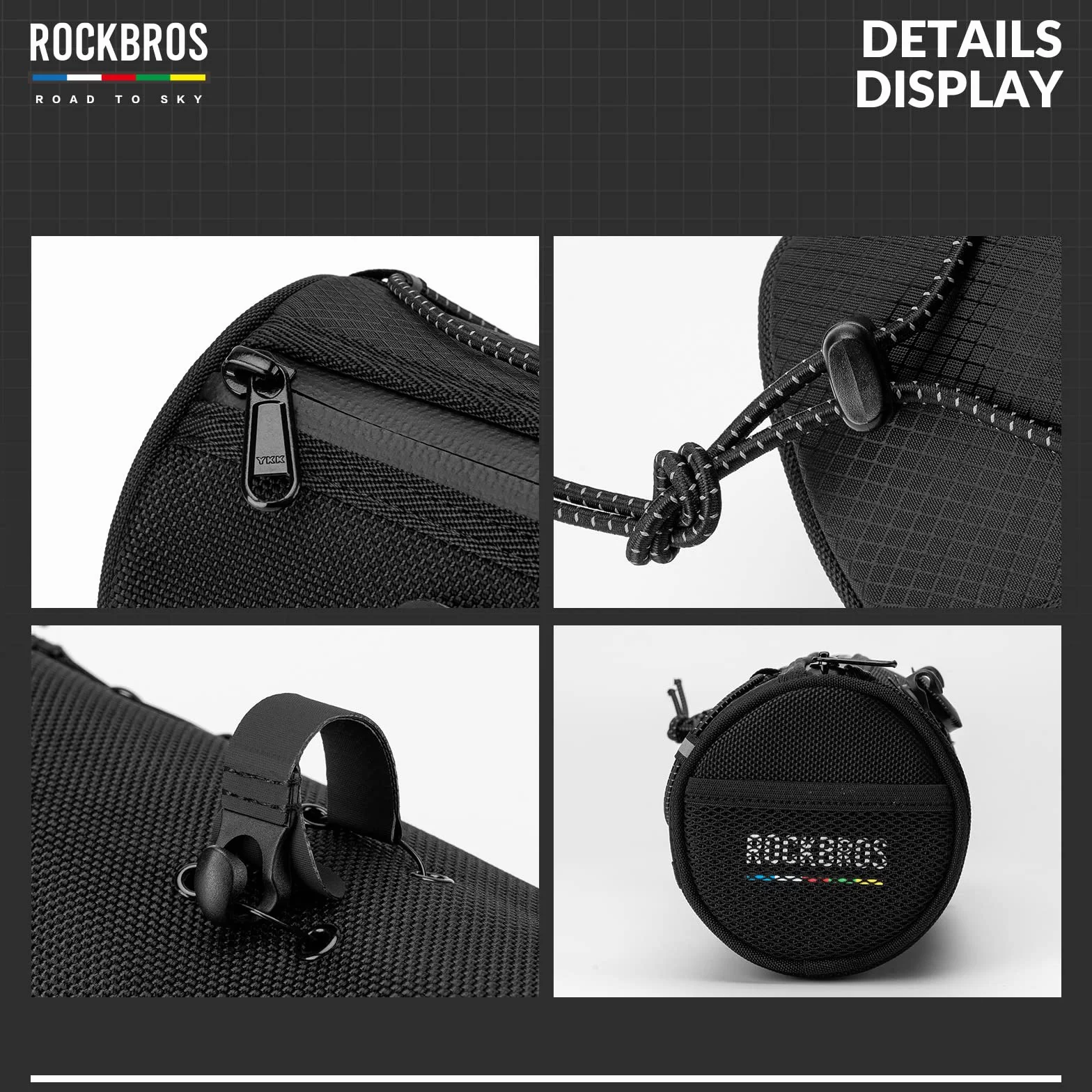 ROCKBROS Road to Sky Borsa Manubrio Bici, Borsa Anteriore Impermeabile Bicicletta, Borsello Manubrio Riflettente per MTB, Bici da Corsa, Bici da Città, Capacità 1.5L
