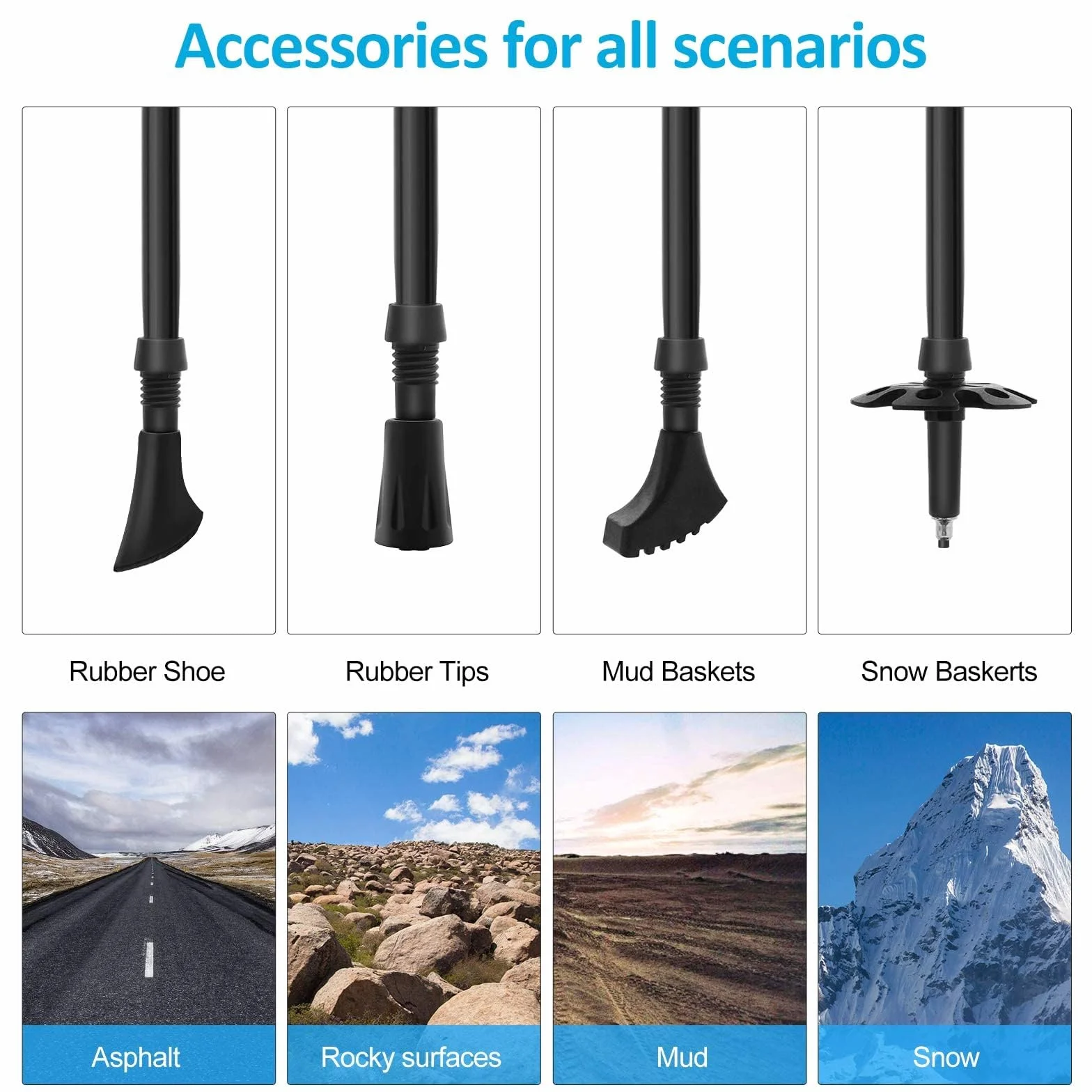 Anykuu Bastoni Trekking Pieghevoli 110-130cm 7075 Alluminio Nordic Walking con Manico Eva