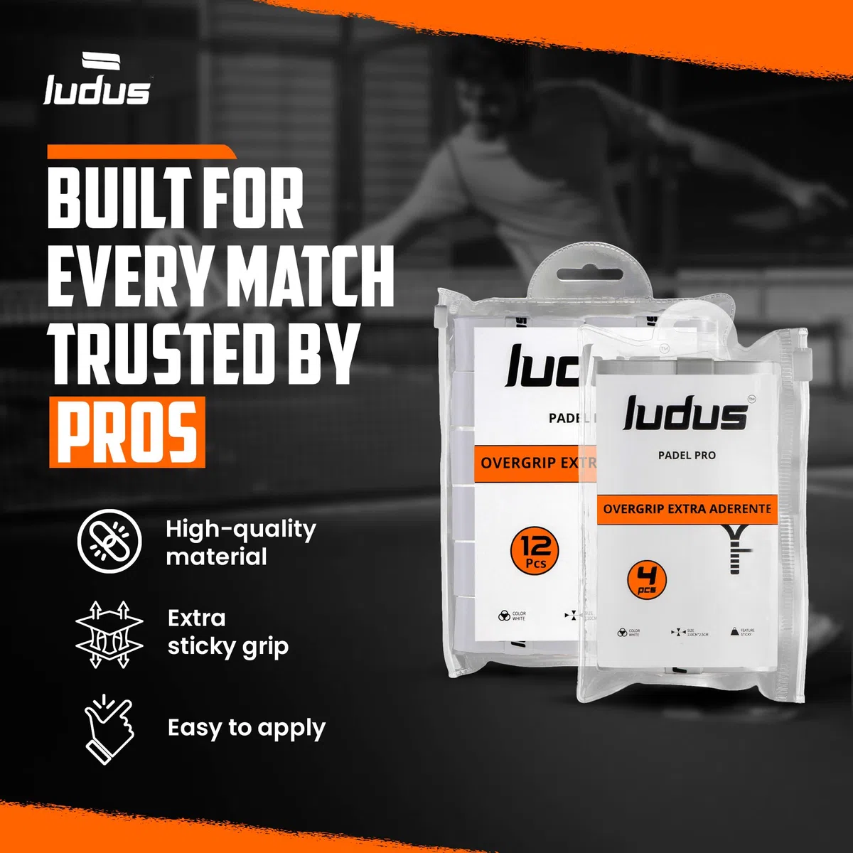 Ludus™ Overgrip Professionale Padel Extra Grip Appiccicoso | Impugnatura Antiscivolo e Assorbe Sudore | Set 4-6-12-30-60 Pezzi | Migliora Presa e Comfort per Racchette Padel e Tennis