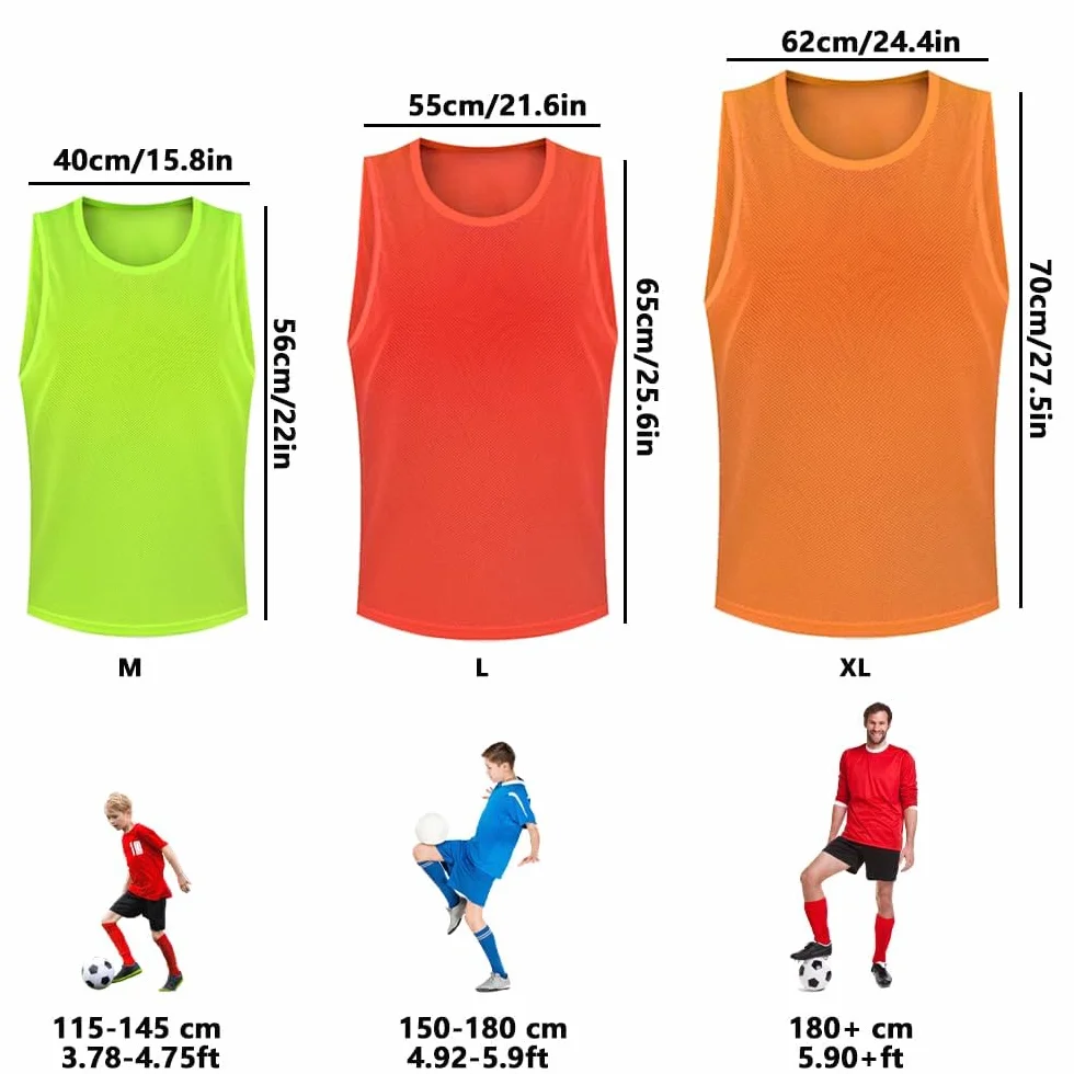 Pettorine per allenamento a squadre calcio basket, gilet traspirante, Taglie M-XL 115-180+