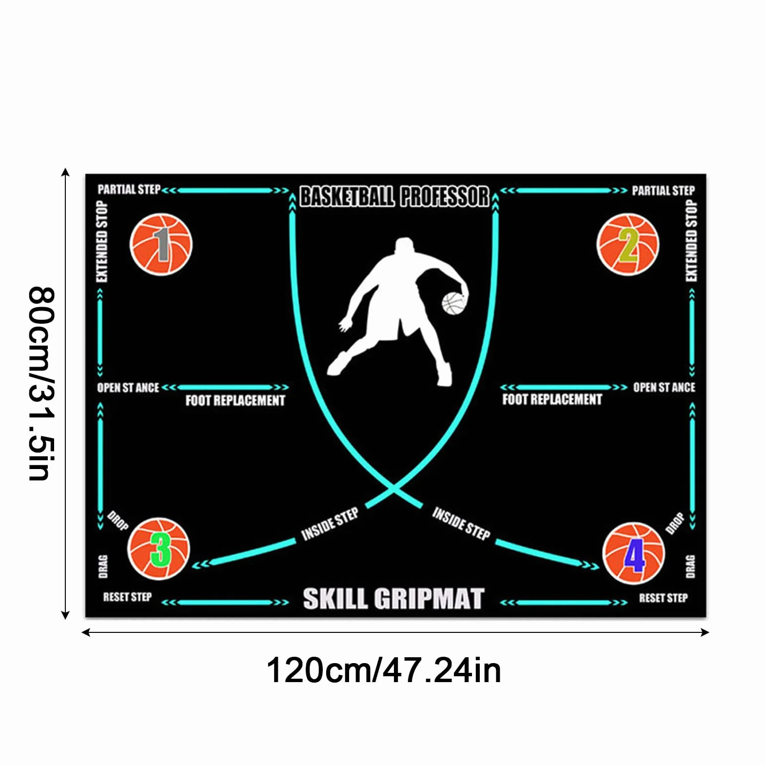 Tappetino da Basket Antiscivolo per Allenamento Agilità 120x86cm