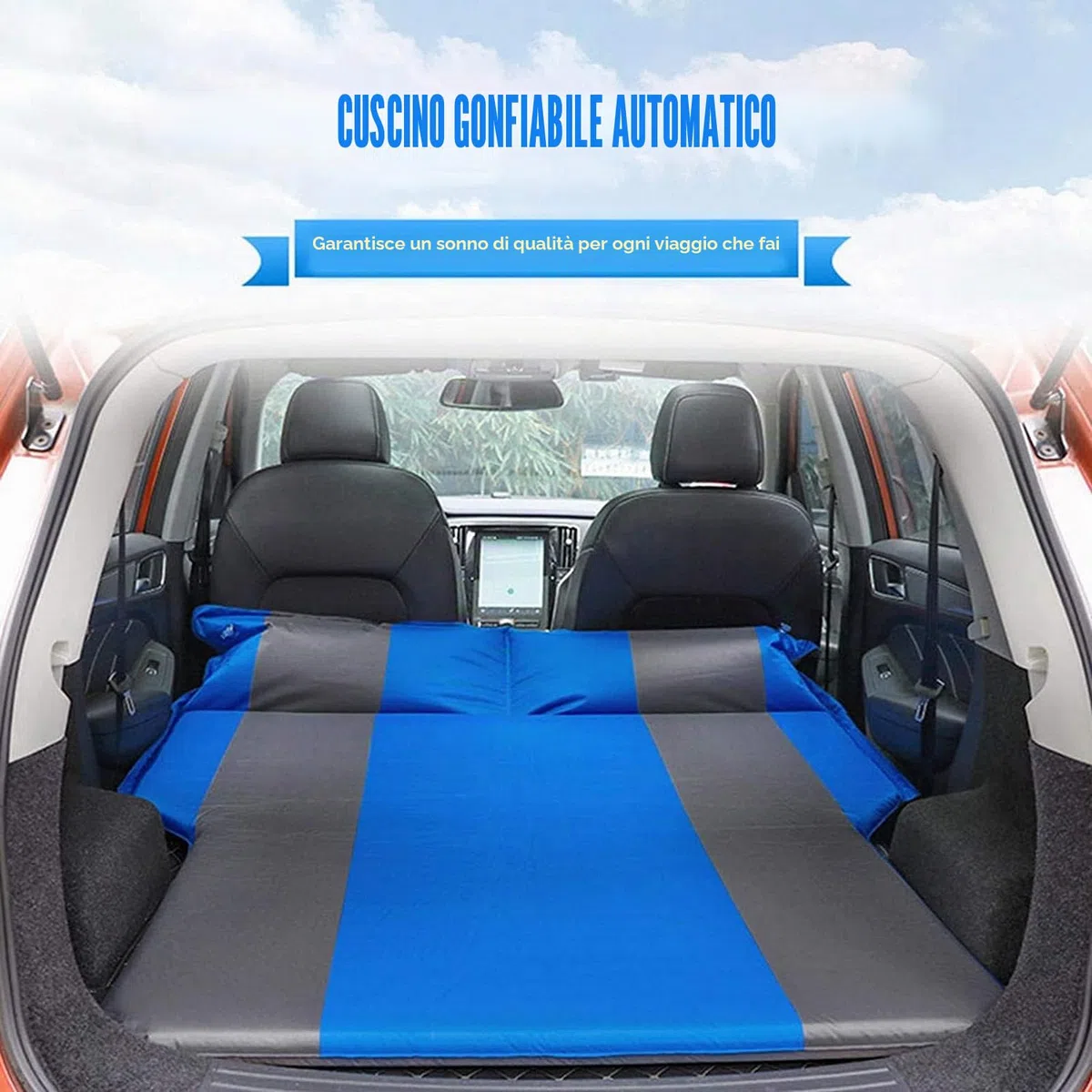 GJXJY Materasso Gonfiabile per Auto con Cassetta 2 Posti Car Air Mattress con Borsa di Stoccaggio Materasso Gonfiabile per SUV Break Sedan, 130 x 175 x 7 cm