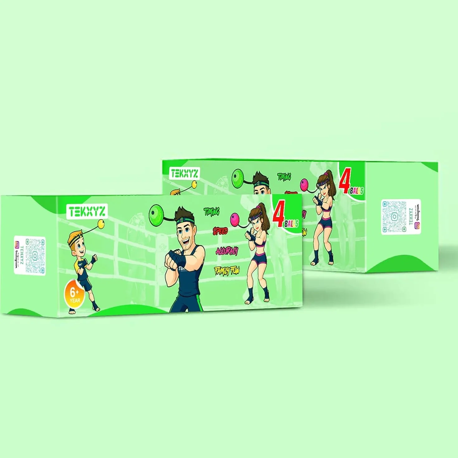 TEKXYZ Reflex Ball Family Pack, 4 diverse palline da boxe con fascia, perfette per reazione, agilità, velocità di pugno, abilità di combattimento e coordinazione occhio-mano