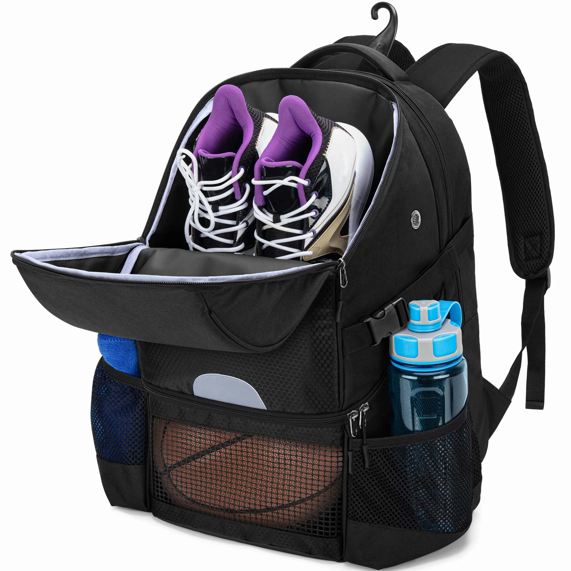 DSLEAF Zaino da Basket per Uomo, Borsa da Calcio con Scomparto per Palline e Scomparto per Scarpe per Allenamento di Basket, Calcio, Pallavolo