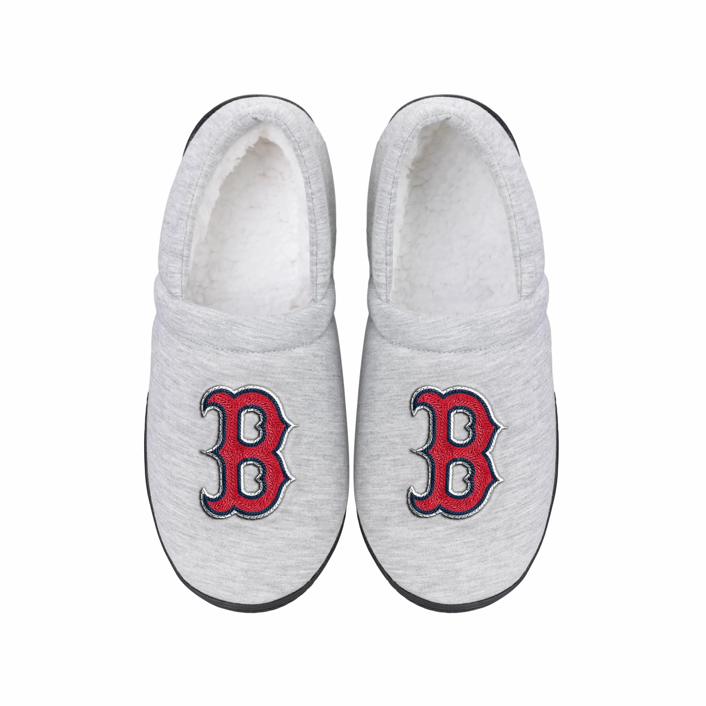 FOCO Mens MLB Team Big Logo Grigio Felpa Sherpa Pantofole Adulto