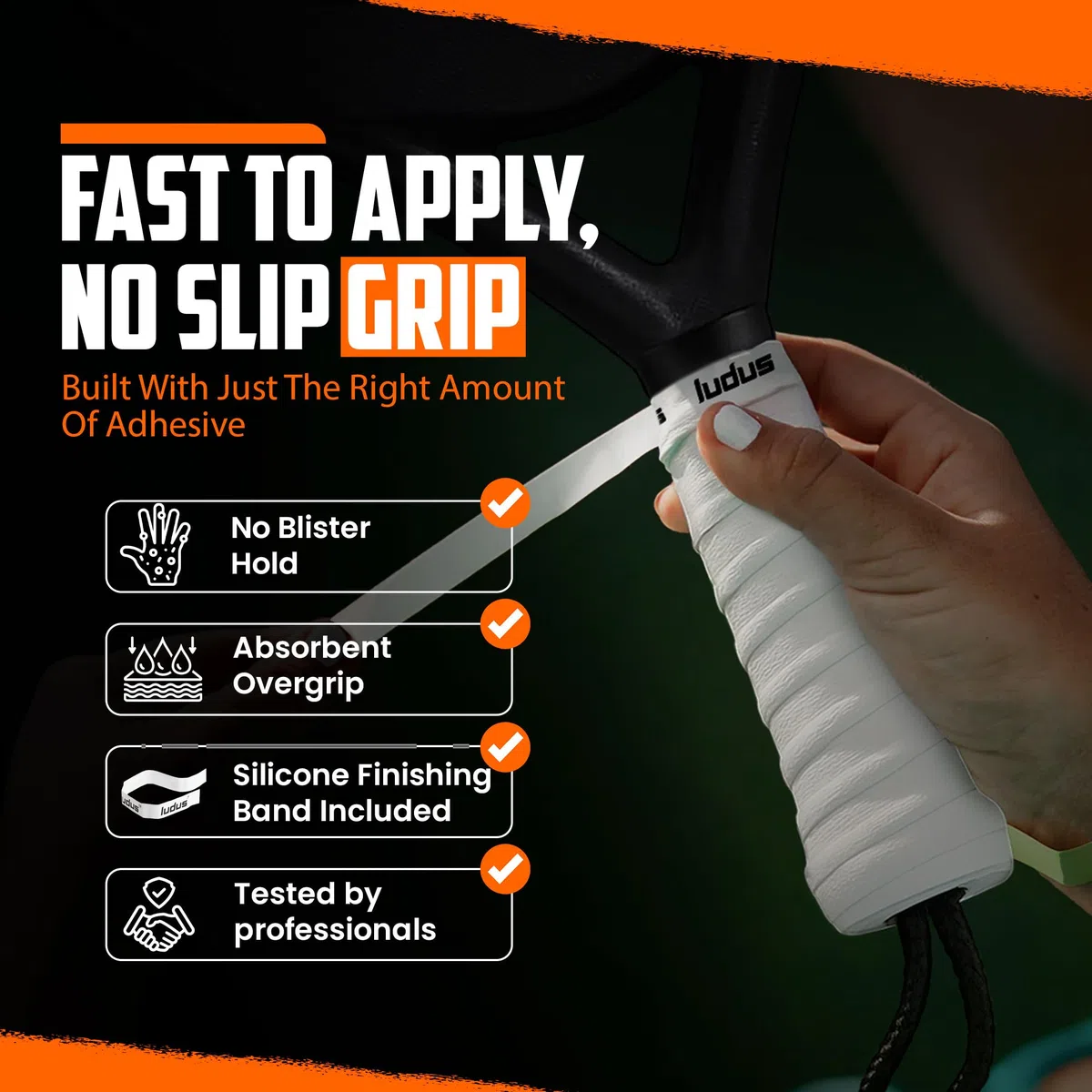 Ludus™ Overgrip Professionale Padel Extra Grip Appiccicoso | Impugnatura Antiscivolo e Assorbe Sudore | Set 4-6-12-30-60 Pezzi | Migliora Presa e Comfort per Racchette Padel e Tennis
