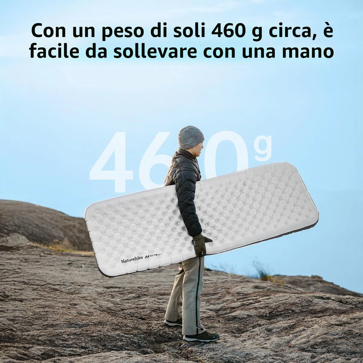 Naturehike Materassino gonfiabile 6.5R 186cm*58cm, Ultraleggero Campeggio Materasso, Durevole Materassino da Campeggio Portatile per Trekking Escursionismo