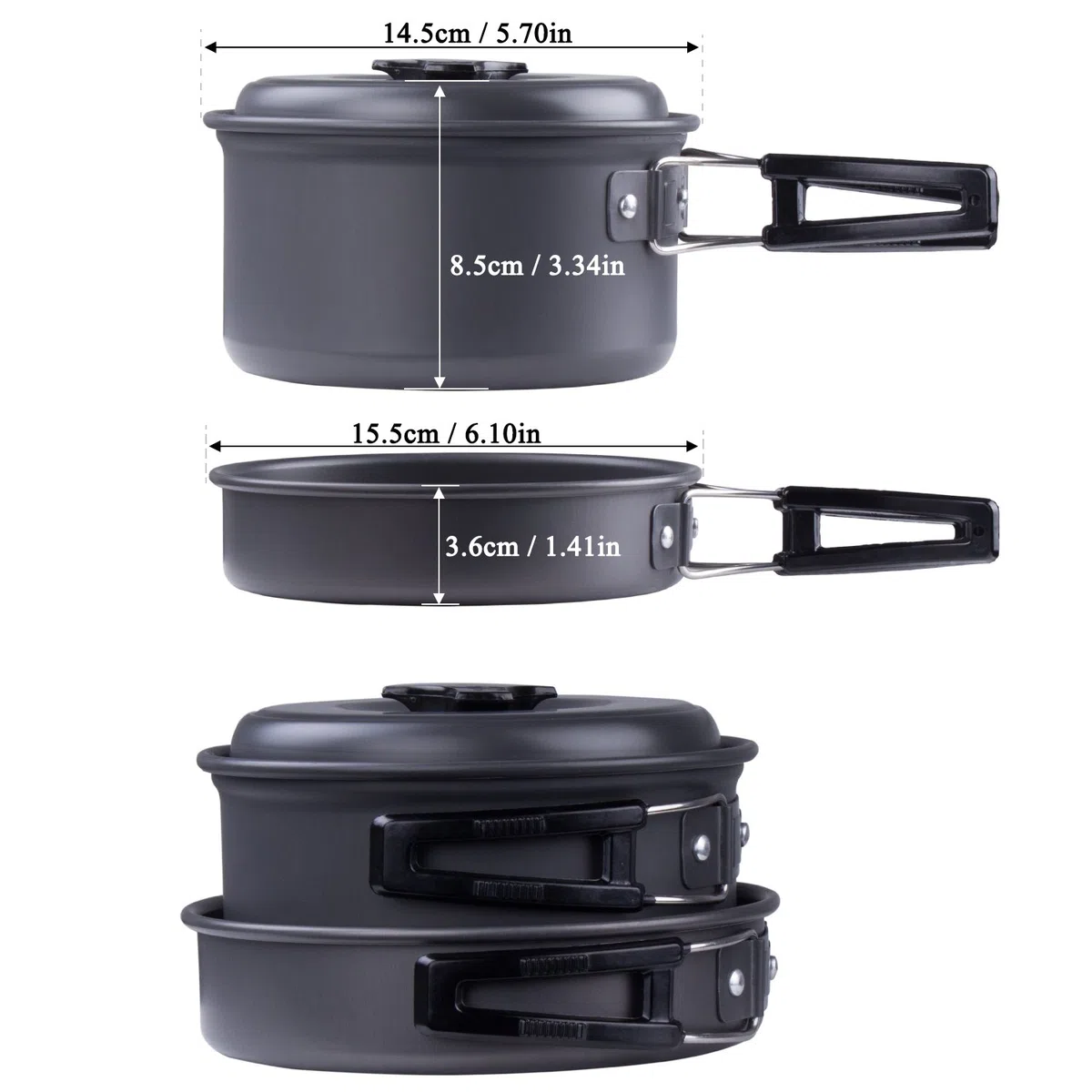 Campeggio Pentole, Camping Stoviglie Kit Camping Cookware Kit Utensili da Cucina Set per Campeggio per attività all'Aperto, Escursionismo, Trekking,Campeggio, Adatto per 1-2 Persone