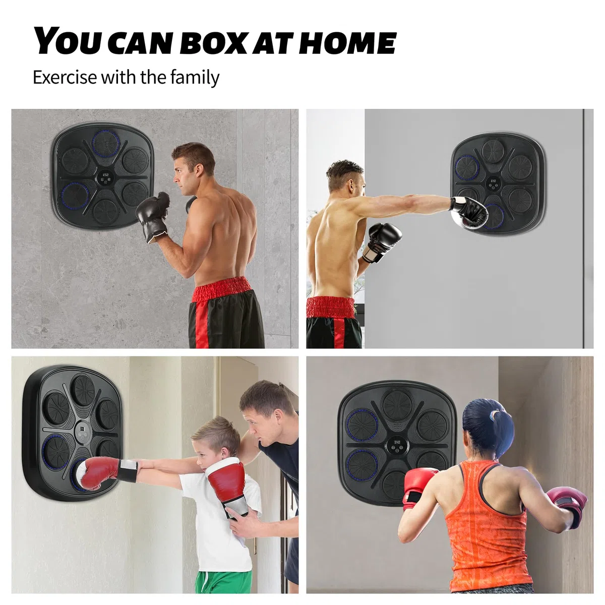 Macchina da Boxe Musicale, Music Boxing Machine Bluetooth di LED Intelligente Montato a Parete, 9 Modalità di Velocità e Modalità di Conteggio, Allenamento Agility per Adulti e Bambini