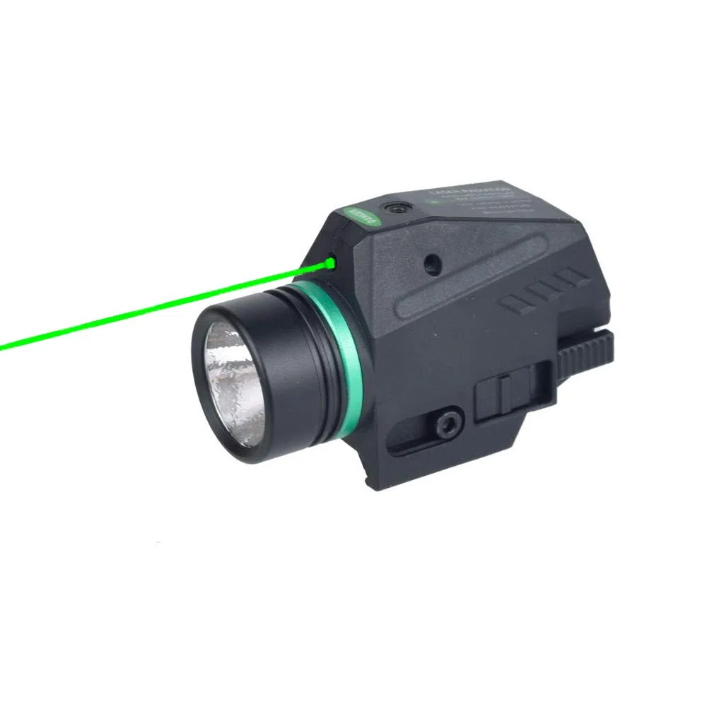 Torcia LED tattica Mirino laser verde per mini binario da 20 mm Mini Glock Pistola per pistola Lanterna Airsoft Light (Laser verde)