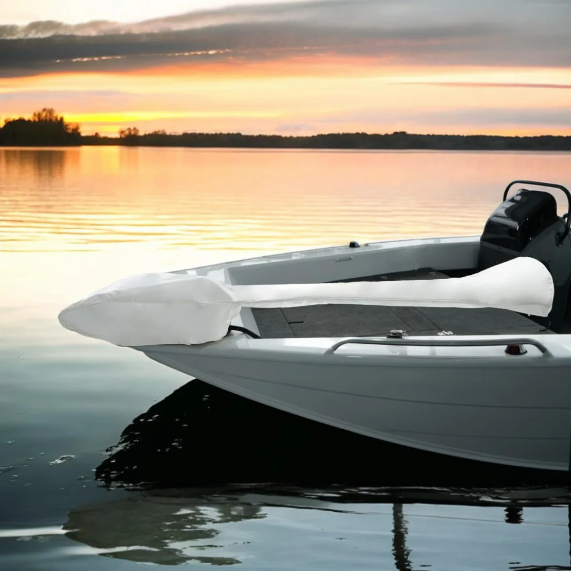 Oceansouth Copertura Personalizzata Progettata per Motori Traina MINN KOTA (Copertura Compatibile con Riptide Terrova, 1524mm, Bianca)