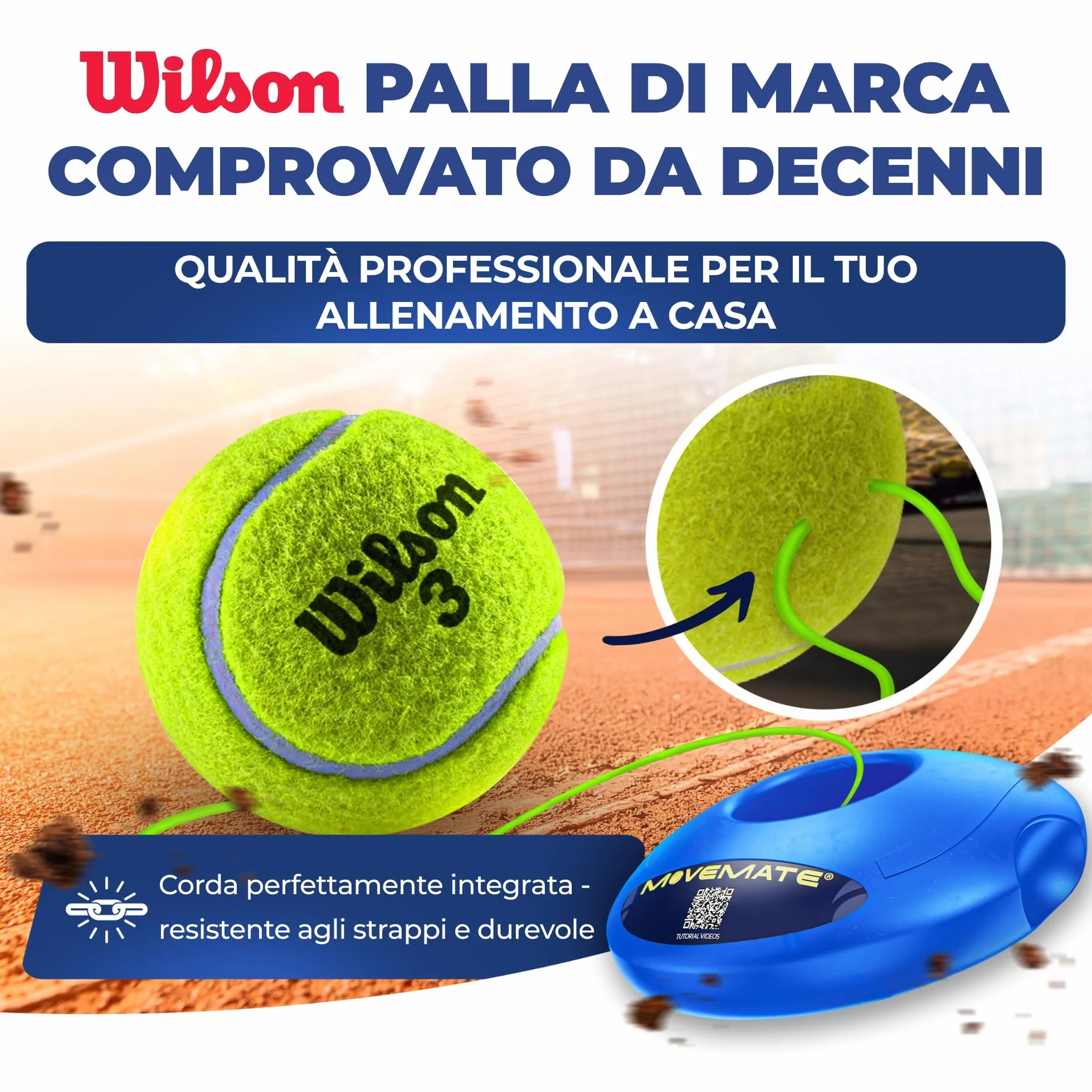 MOVEMATE Dispositivo di Allenamento Tennis/Padel con Pallina Wilson®