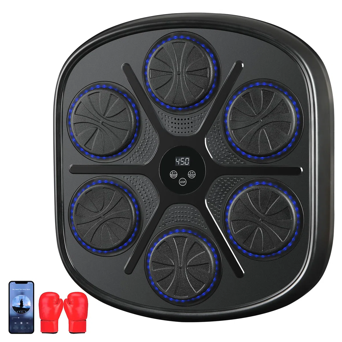 Macchina da Boxe Musicale, Music Boxing Machine Bluetooth di LED Intelligente Montato a Parete, 9 Modalità di Velocità e Modalità di Conteggio, Allenamento Agility per Adulti e Bambini