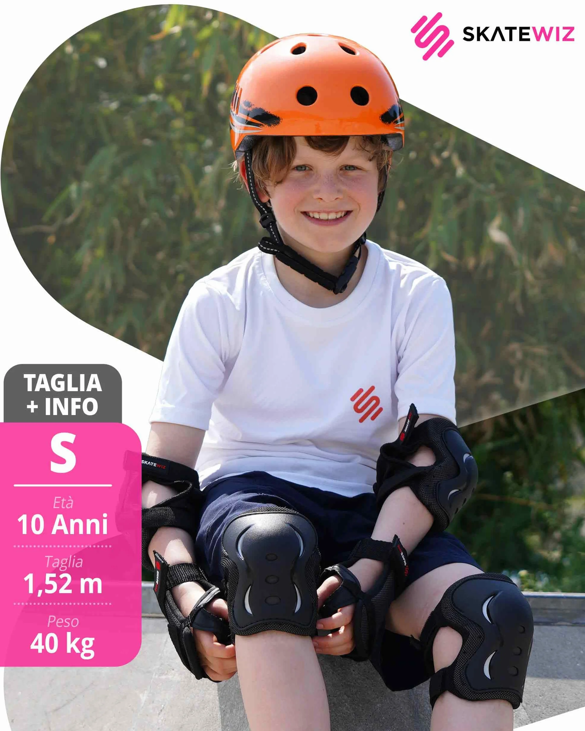 SKATEWIZ Ginocchiere Pattini Bambina Set 6 Pezzi Protezioni con Ginocchiere Gomitiere Polsiere