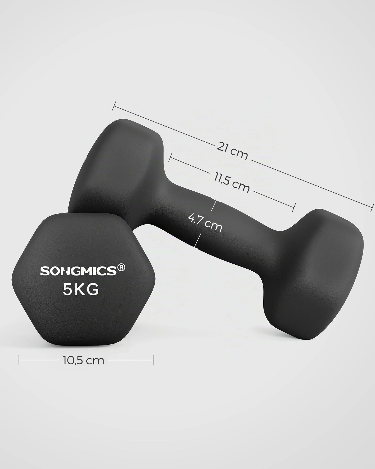 SONGMICS Set di 2 Manubri Esagonale con Superficie in Vinile per Fitness