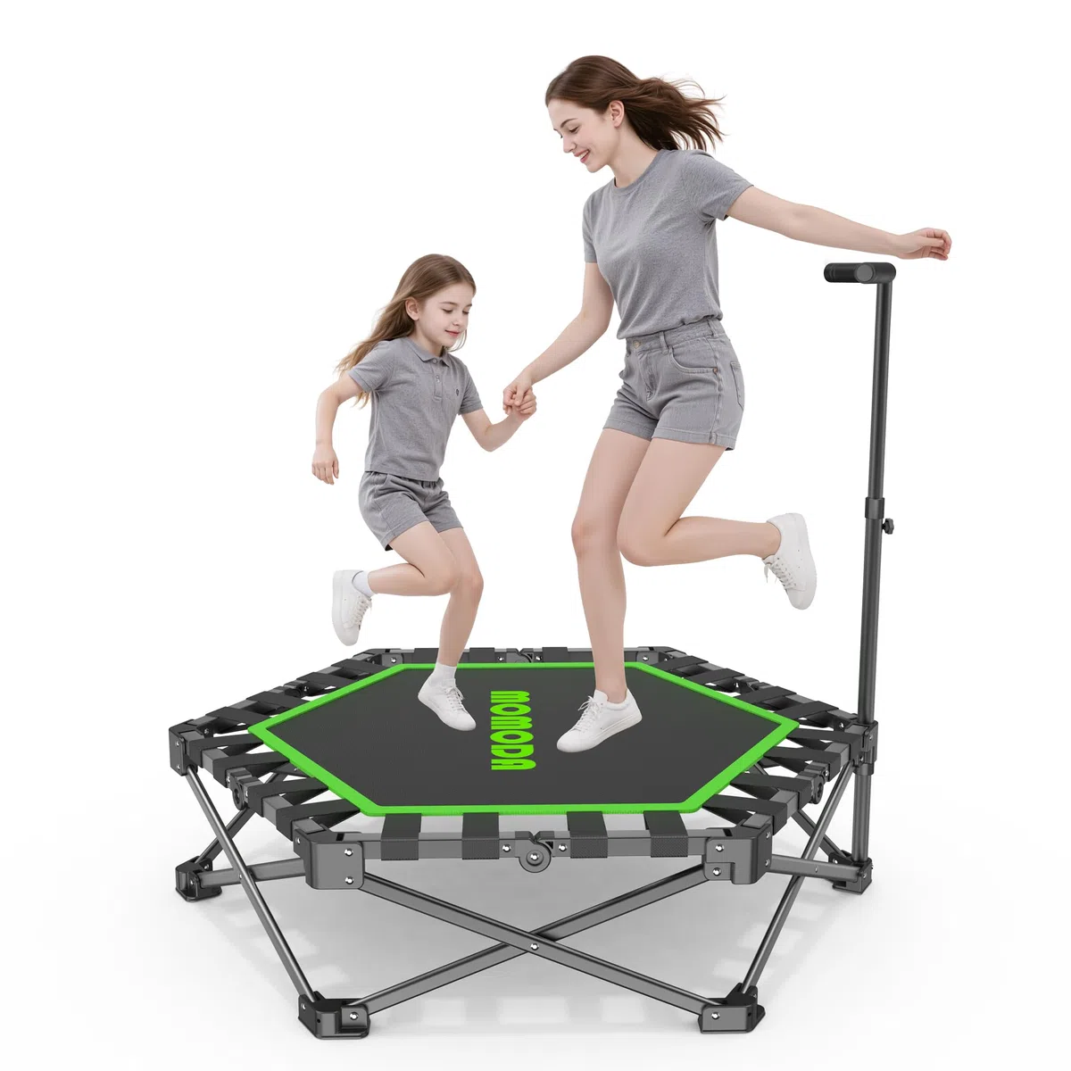MOMODA Mini Trampolino da 76,2 cm/114,3 cm, per Bambini e Adulti, Trampolino Pieghevole con Manico, carico Massimo 90,7 kg