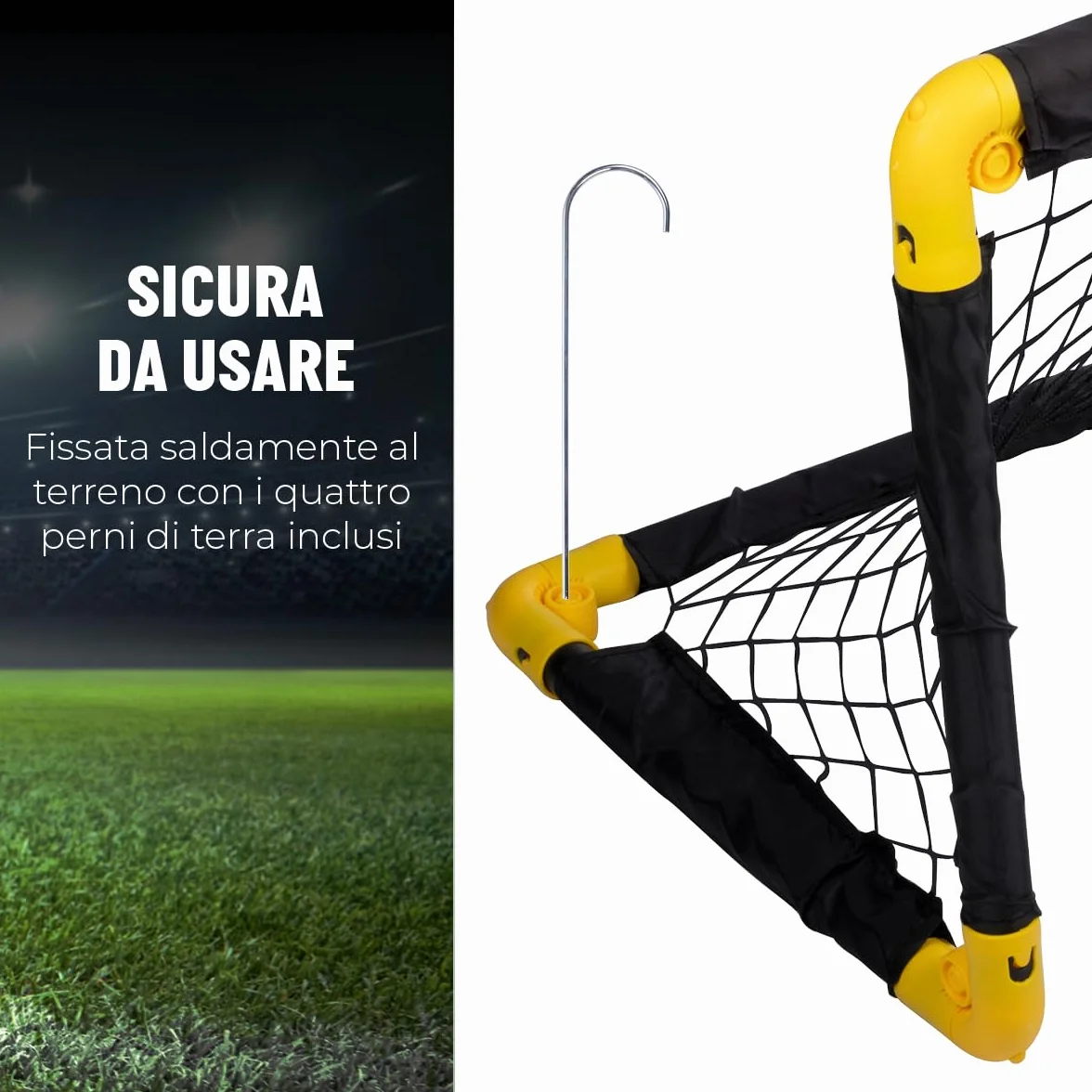 Umbro Porta da calcio per giardino, bambini e adulti, cancelli da calcio per interni ed esterni, 50 x 44 x 44 cm, nero/giallo