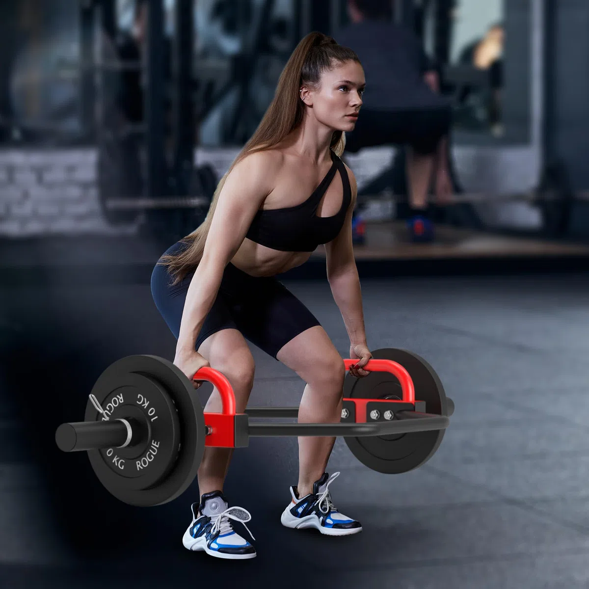 JX FITNESS Barra olimpica da 5 cm, barra esagonale per squat, da 124 cm, per squat, flessioni, esercizi di spalla, passeggiate agricole, capacità di 180 kg, per allenamento a casa e palestra