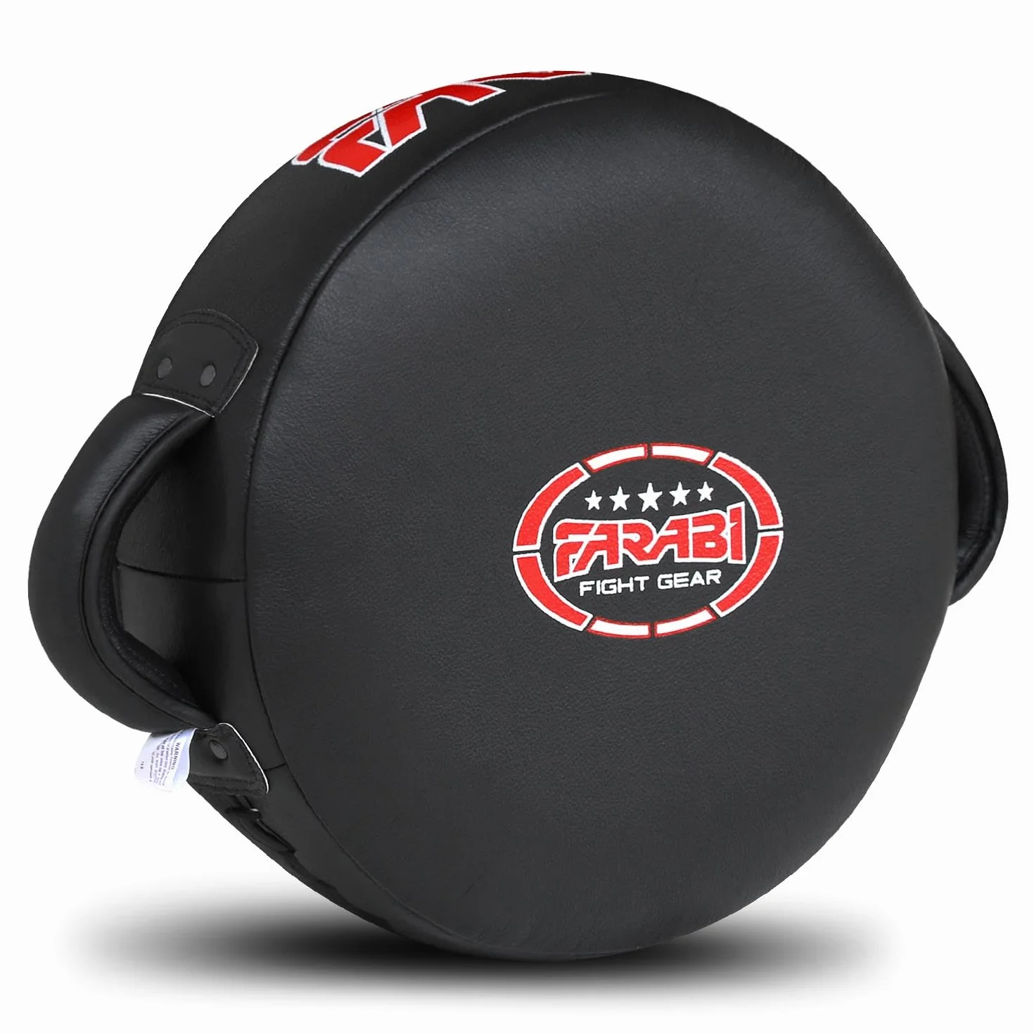 Farabi Sports Round colpitori Boxe 100% in Vera Pelle colpitori Muay Thai - Kick Pad Black colpitore Boxe MMA Muay Thai Taekwondo Kickboxing Training Scudo Boxe