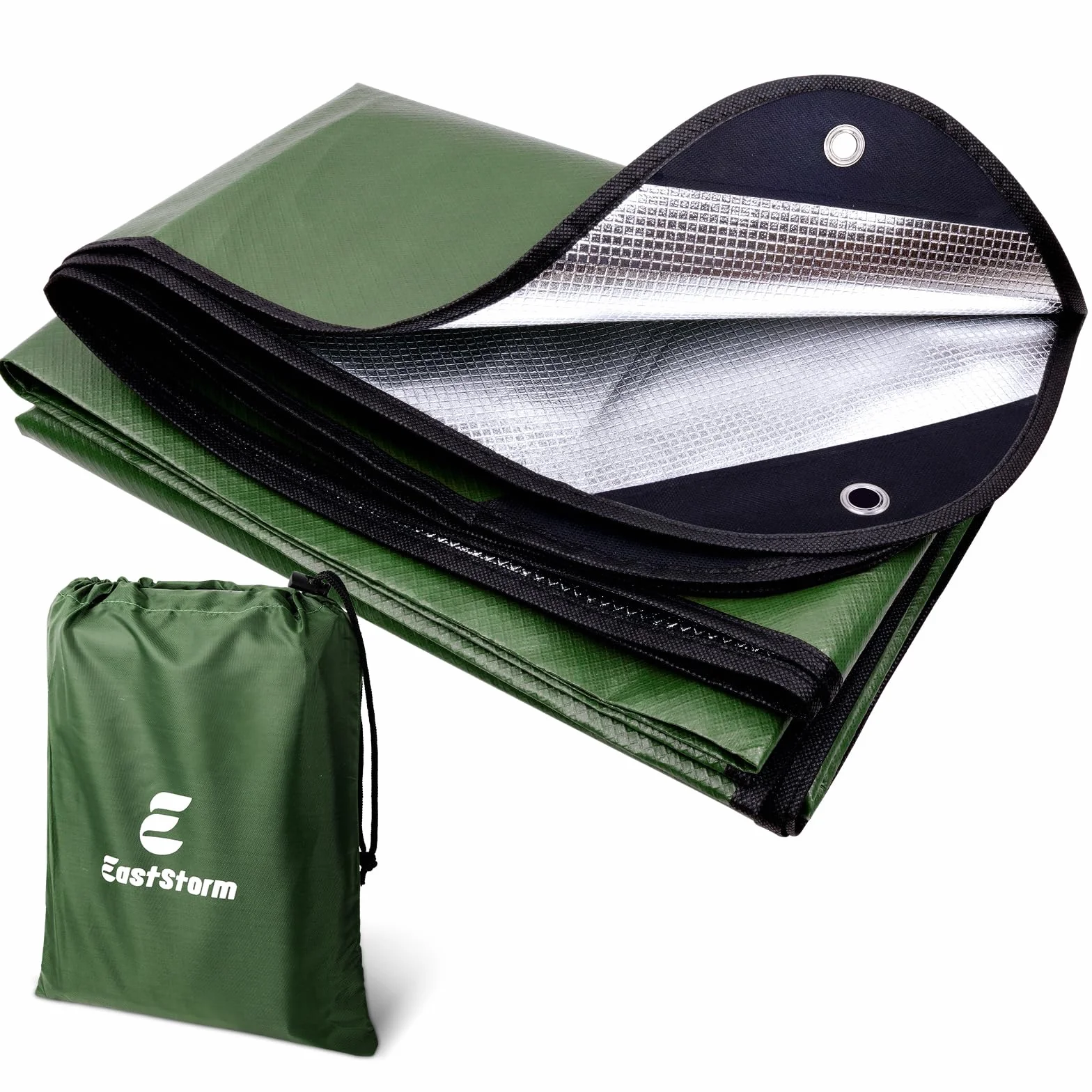 EASTSTORM Robusta Coperta Termica Emergenza Riutilizzabile 150x210 cm Impermeabile Telo Campeggio