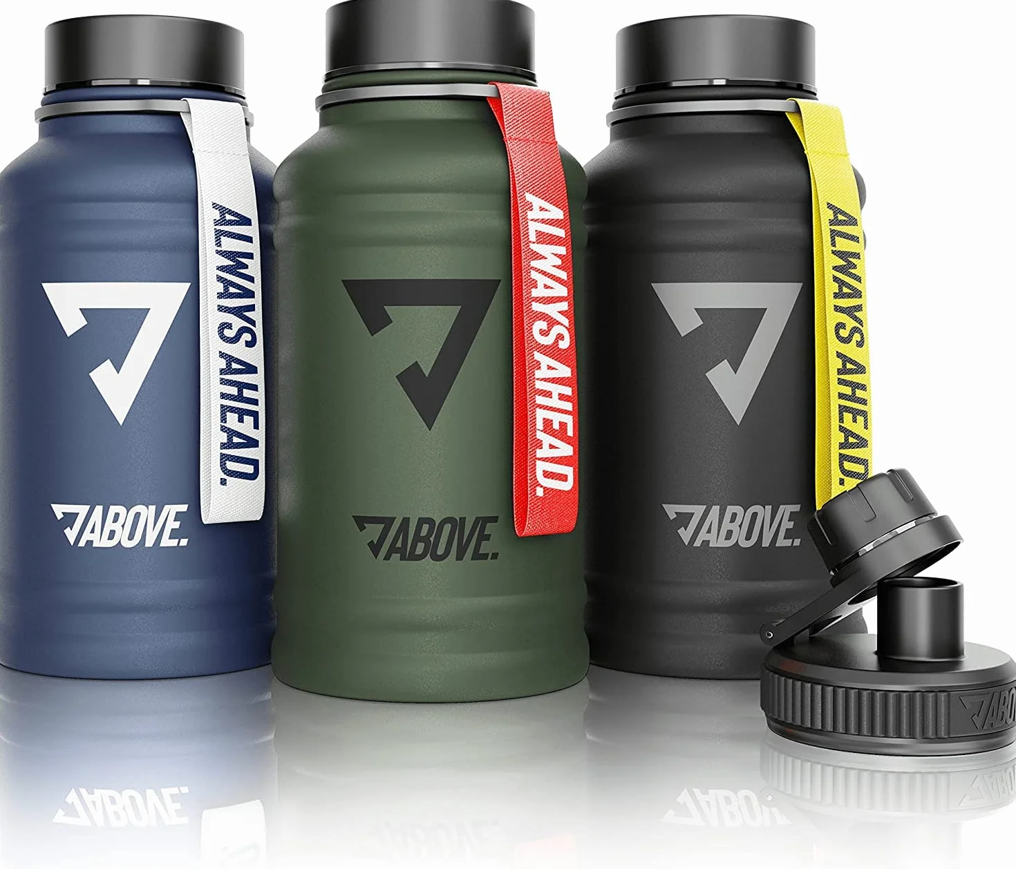 Borraccia in Acciaio Inox 1.3L Senza BPA a Prova di Perdite con 2 Tappi per Sport Outdoor