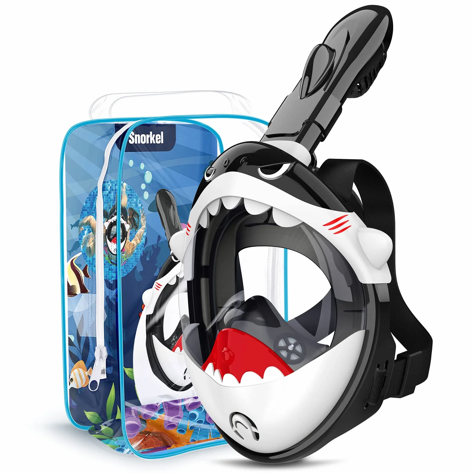 Maschera da snorkeling per bambini 180° HD anti-appannamento integrale subacquea 4-12 anni