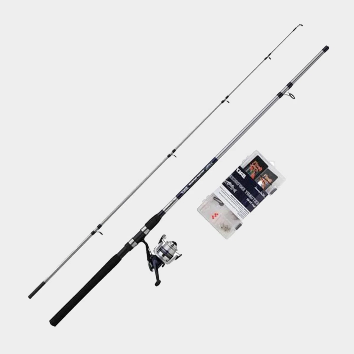 Shakespeare SALT Estuary Enforcer Combo Set, canna da pesca e mulinello, combo spinning, custodia rigida, esche e attrezzatura finale, pesca costiera e costiera, blu e bianco, 2,40 m, 20-60 g