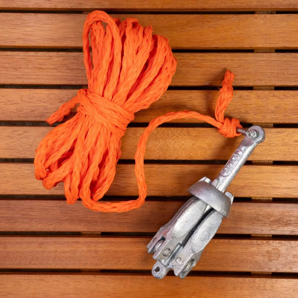 GATE14® Kit Mini Ancora a Ombrello Pieghevole in Acciaio Zincato 0,7 kg e Cima Ormeggio