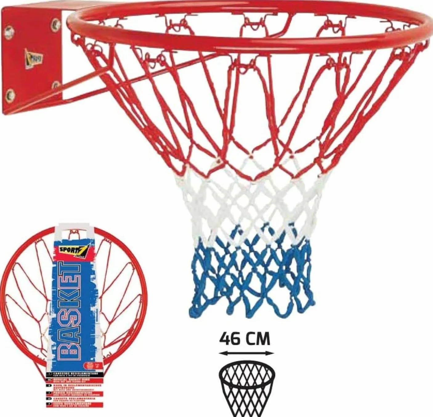 Palmitessa Canestro da Muro 46 cm Rete in Nylon Ferro Esterno
