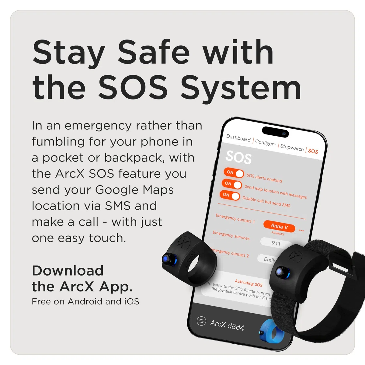 Arc.X Bluetooth smart ring remote control - waterproof, super light, multi-function wearable technology for the ultimate hands free control of any device.