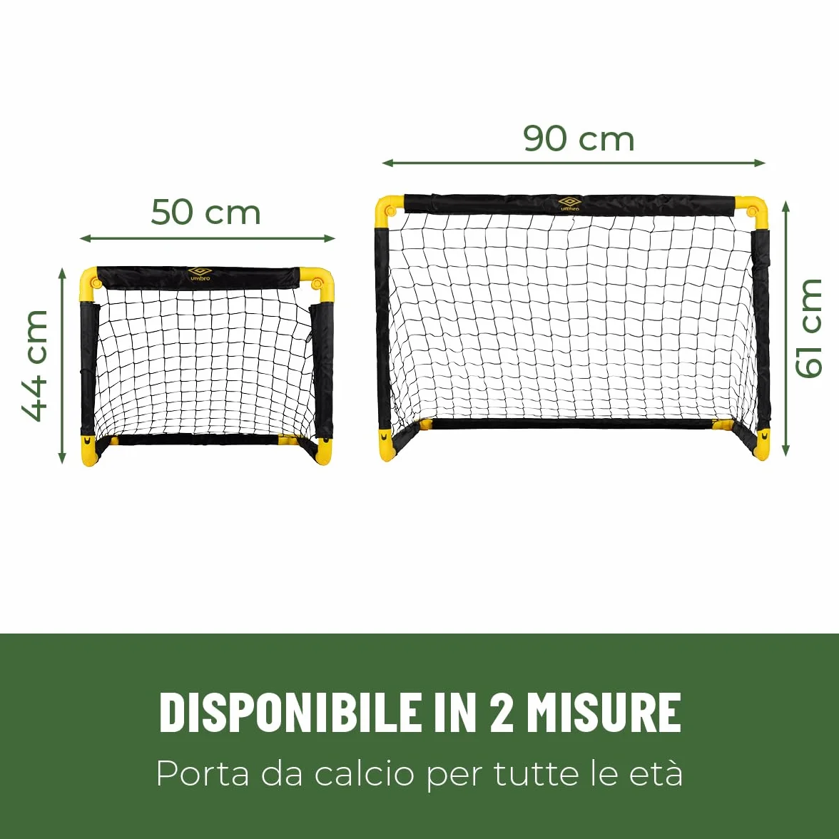 Umbro Porta da calcio per giardino, bambini e adulti, cancelli da calcio per interni ed esterni, 50 x 44 x 44 cm, nero/giallo