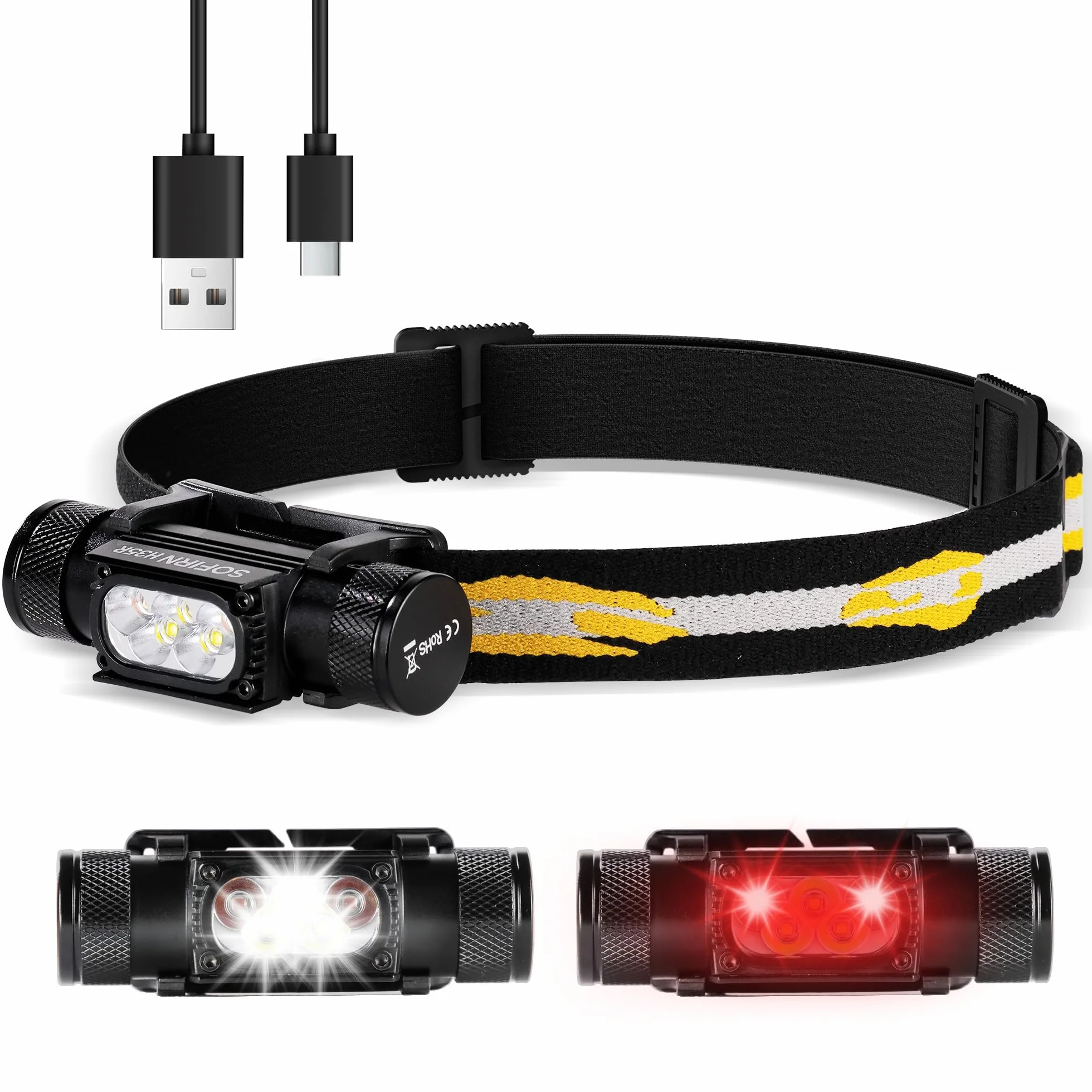 Sofirn H35R Lampada Frontale Ricaricabile LED 1500 Lumen IP68 Impermeabile USBC