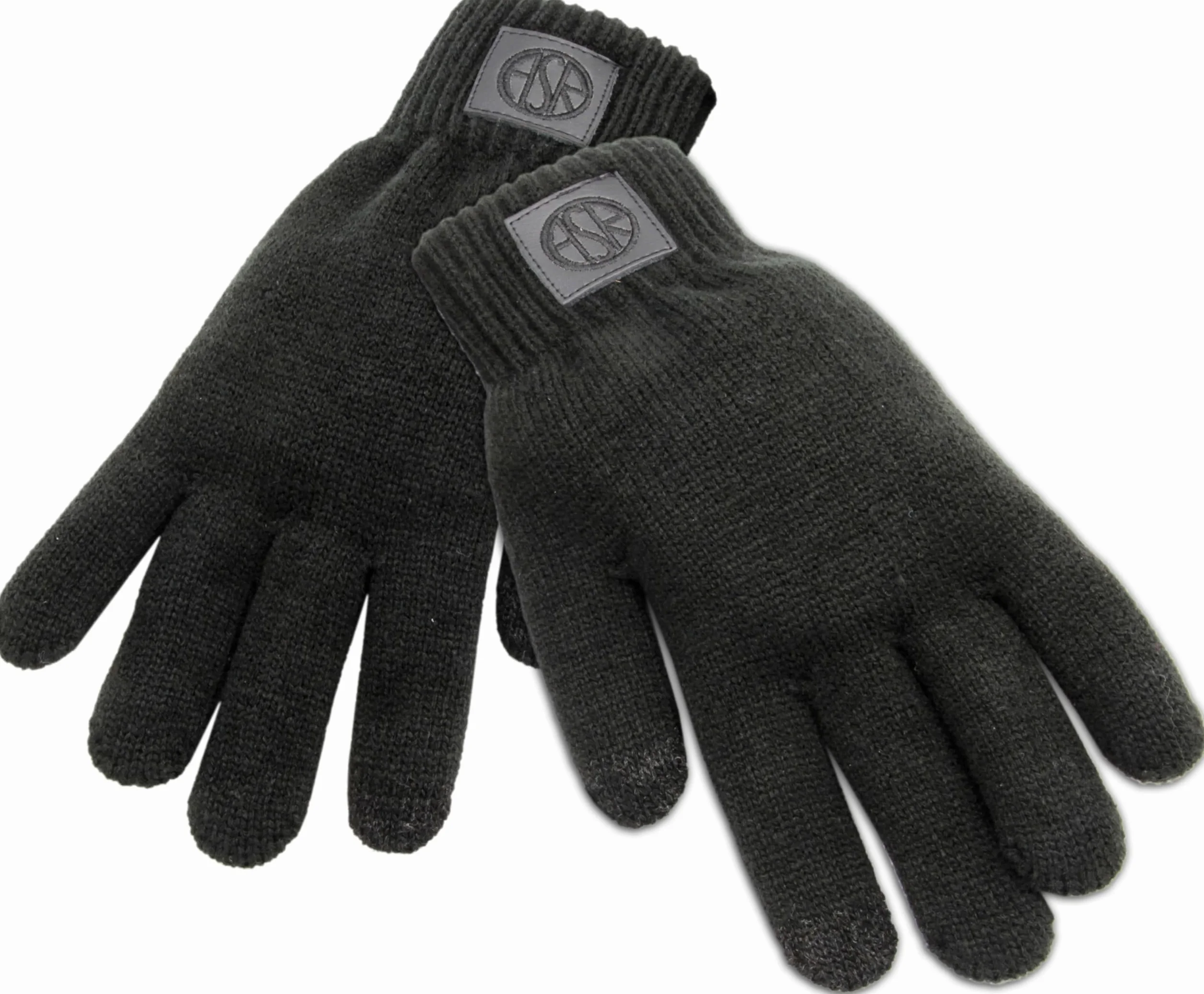 AS Roma ASR LEATHER PATCH KNITTED GLOVES - BLACK