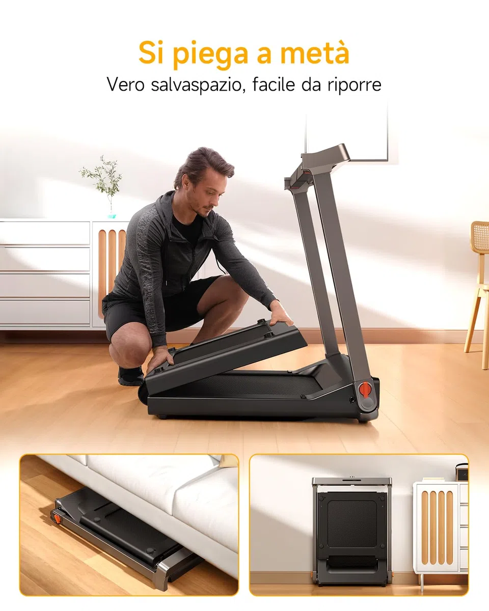 WalkingPad Tapis Roulant G1 Treadmill per Casa, Doppio Pieghevole, 1-12 km/h, App e Display LED HD, Tapis Roulant Elettrico Pieghevole Nessun Montaggio Richiesto