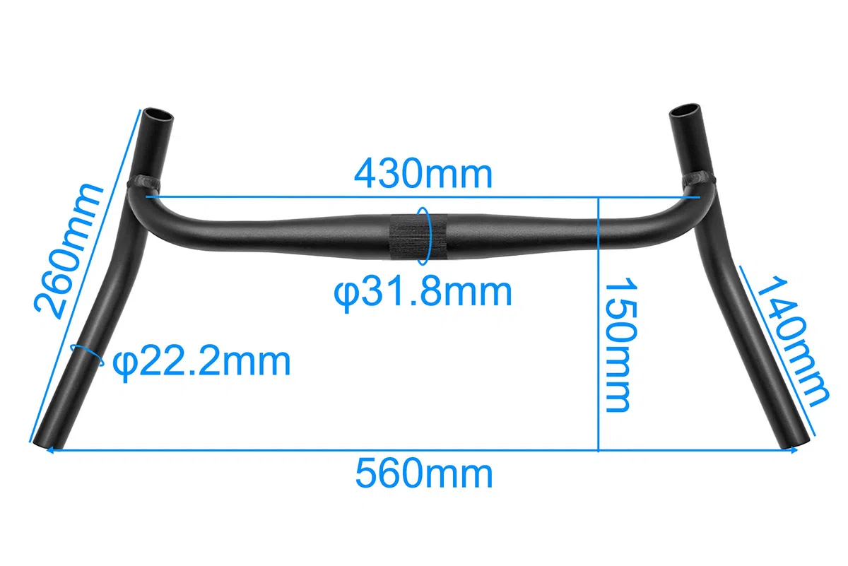 Pro Gravel Bike Manubrio Drop Bar in lega di alluminio con angolo di oscillazione esterno, design ergonomico per MTB/Touring/bici da strada, morsetto 22,2 x 31,8 mm, (430 x 560 mm/470 x 610 mm