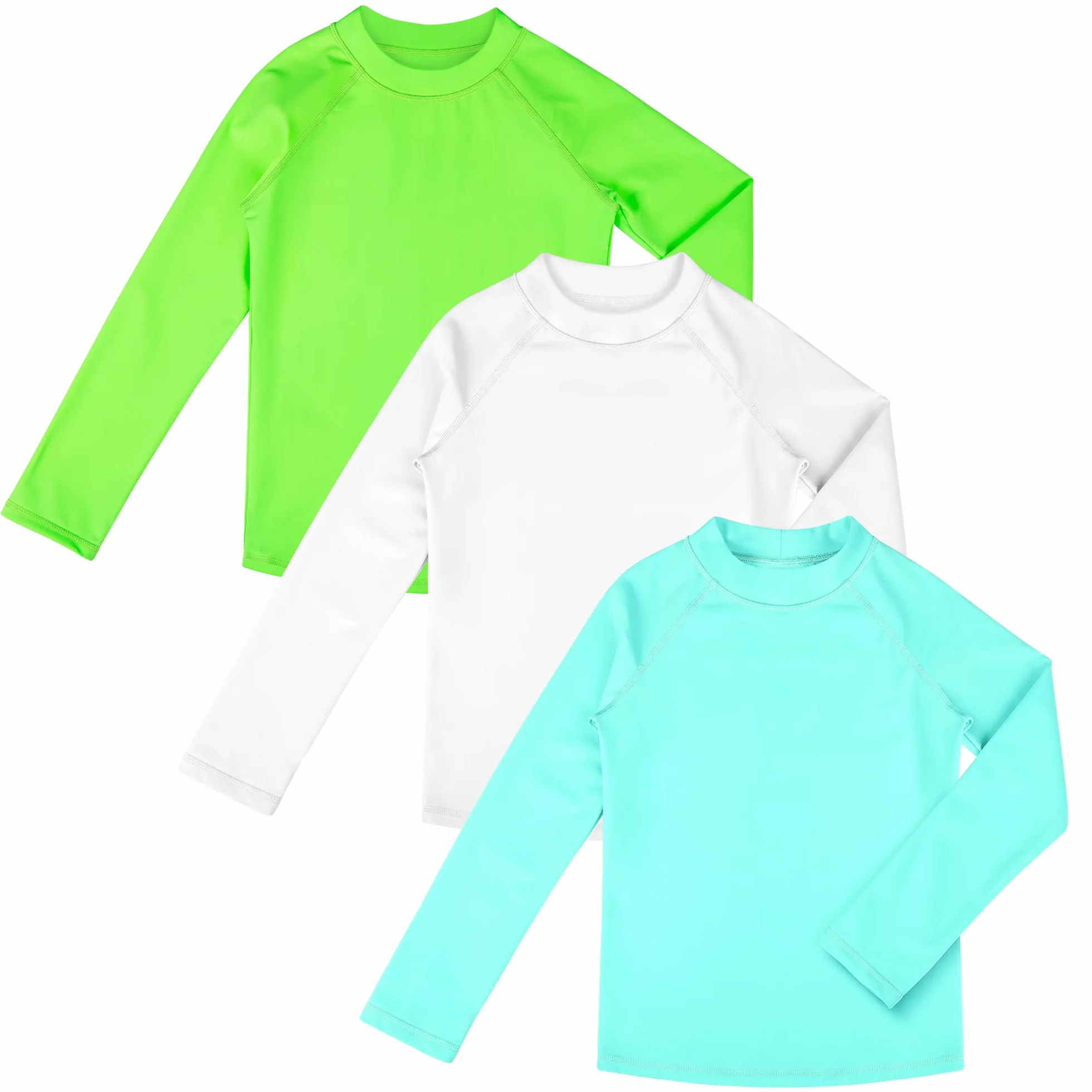 BIG ELEPHANT Costumi da Bagno per Bambino UPF 50+ Rashguard Maniche Lunghe (Pacco da 3)