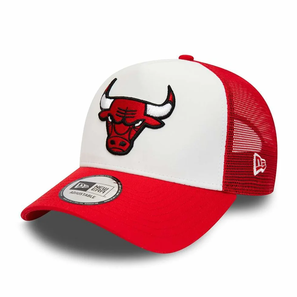 New Era Chicago Bulls NBA A-Frame Adjustable Trucker Cap White Red