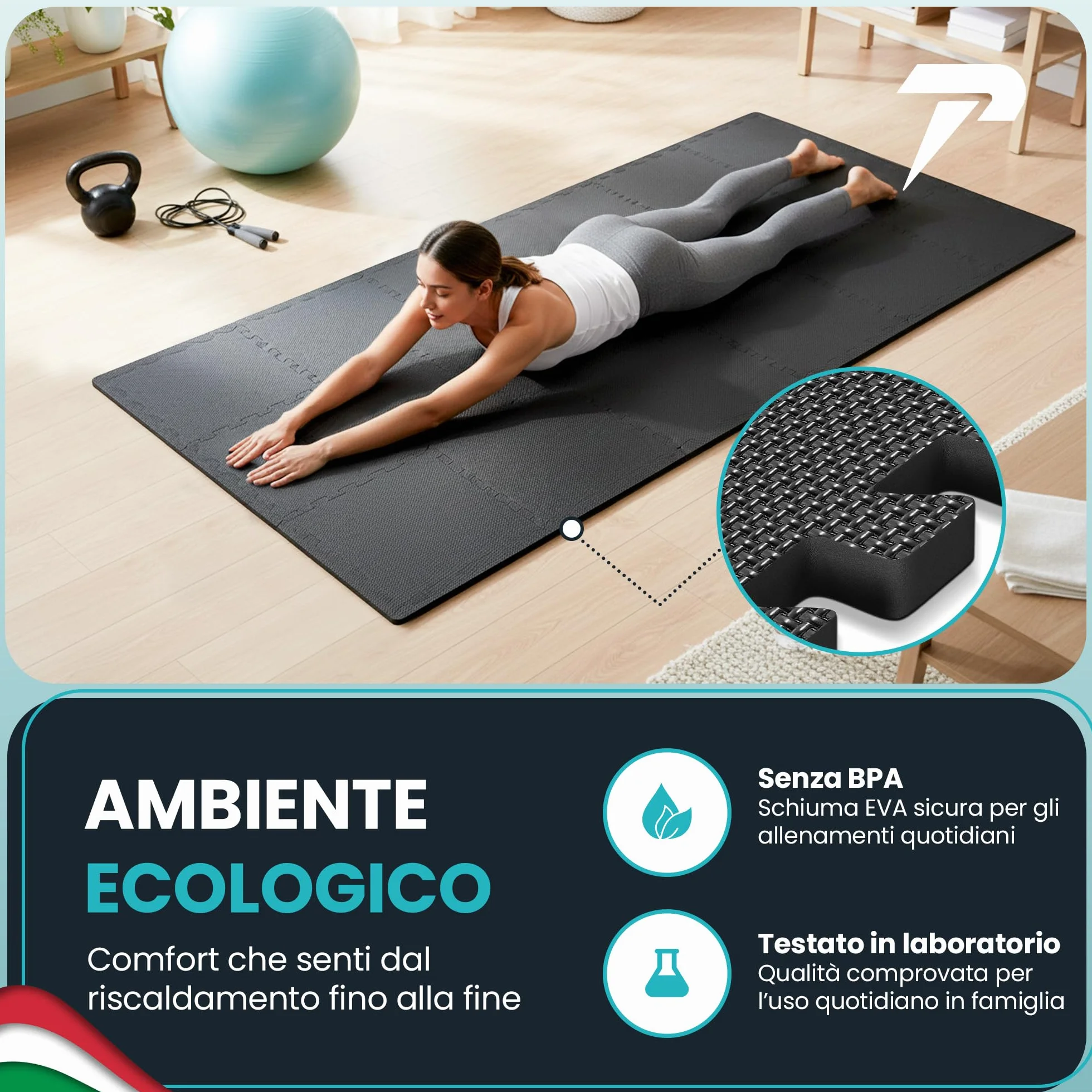 Tappeto Da Fitness A Puzzle Set Da 21 Tappetini Antiscivolo Palestra Componibile Protezione Antiurto Pavimenti