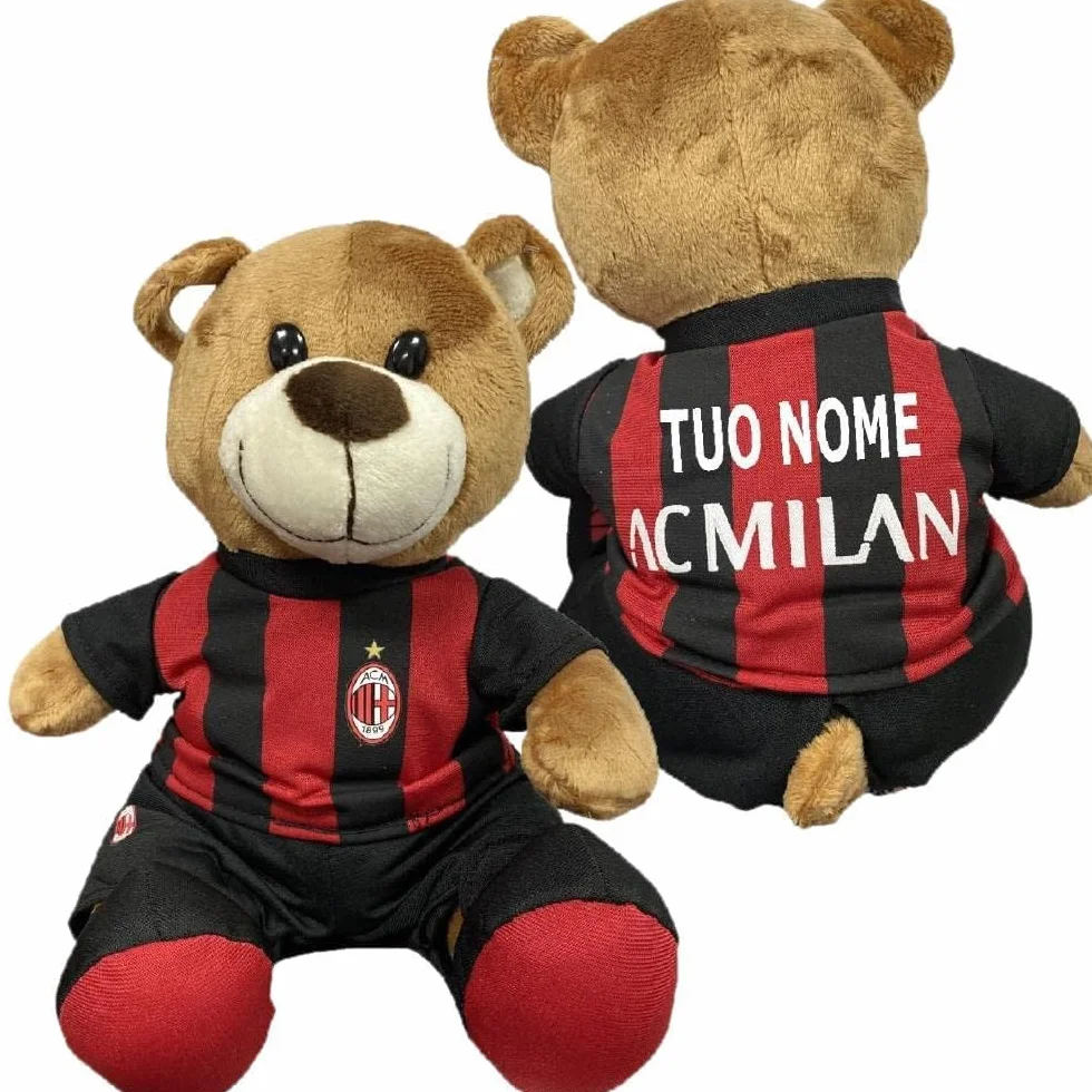Peluche Orso AC Milan Mascotte Orsetto 16 cm 23 cm Personalizzabile