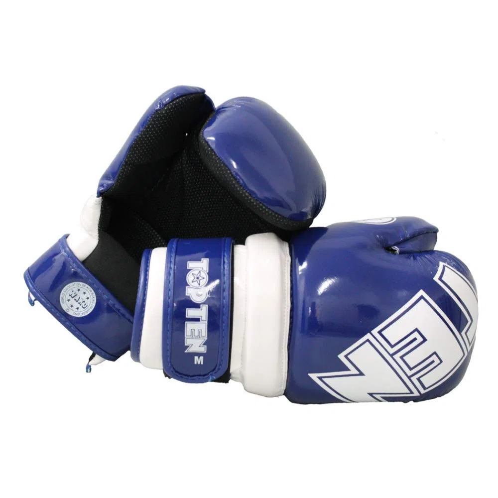 Topten Wako Competizione Approvato Blu Lucido Point Sparring Guanti (Medio)