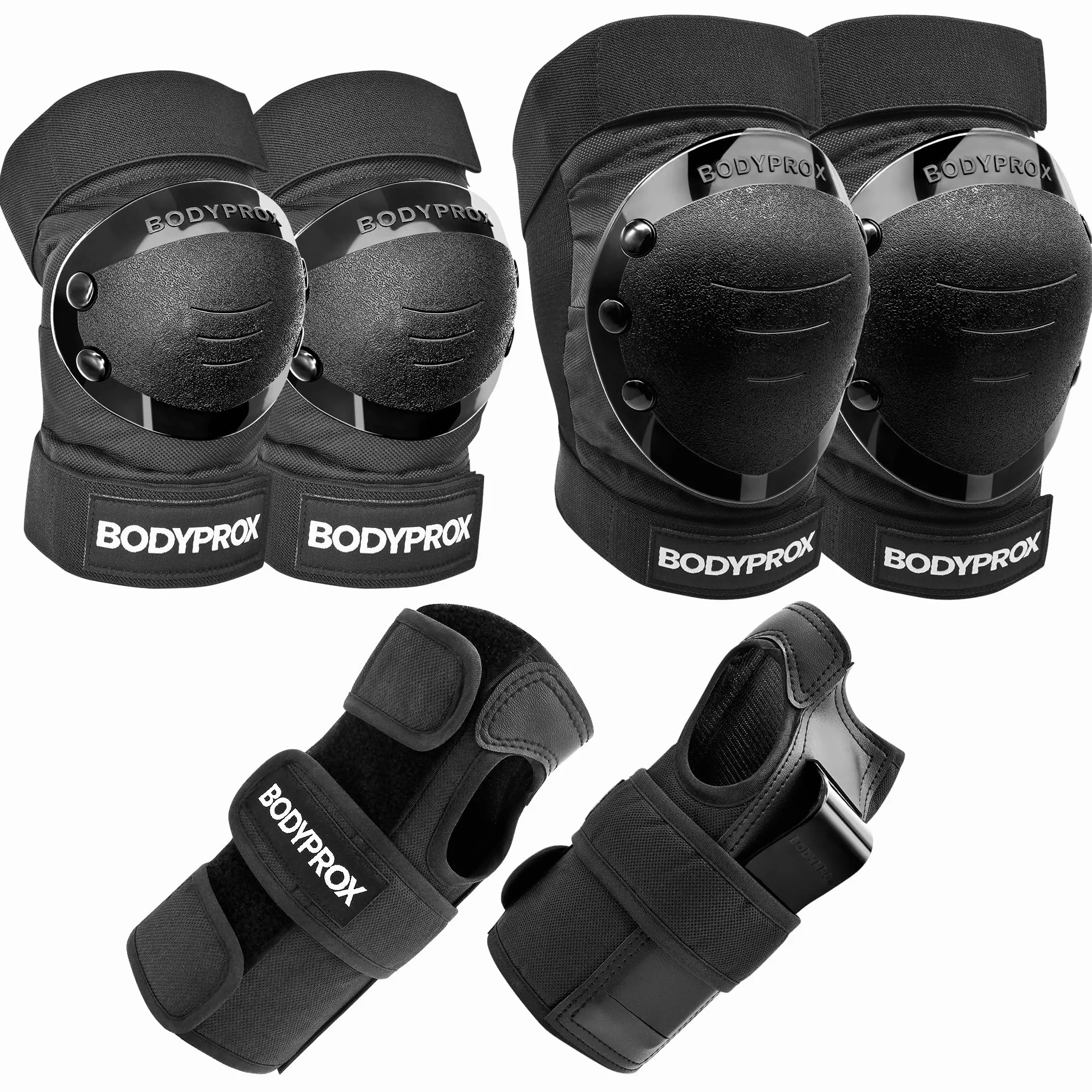 BODYPROX Set di protezioni per ginocchia, gomiti e polsi per pattinaggio
