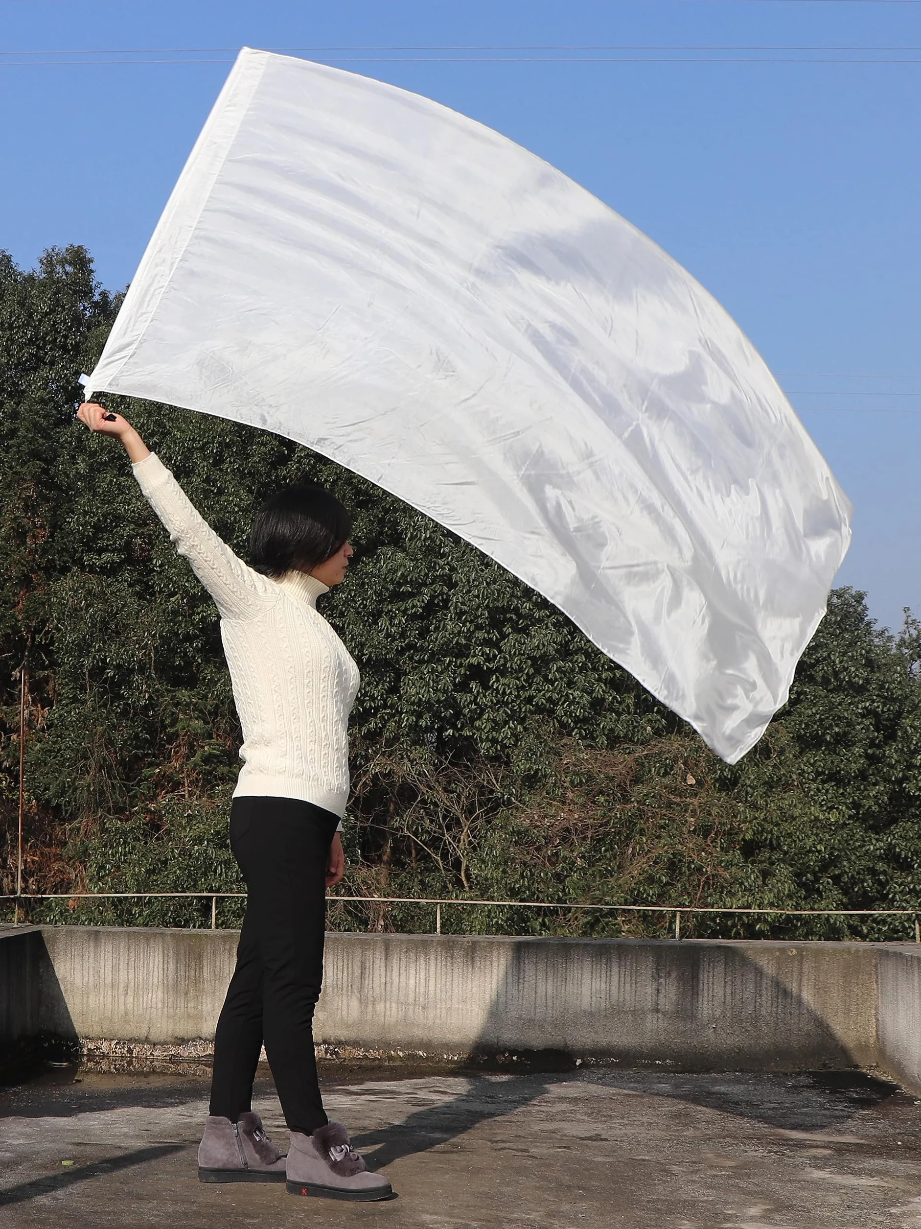 Bandiera Poi Seta Fluide 174cm Flow Art Danza Meditazione Asta Rigida