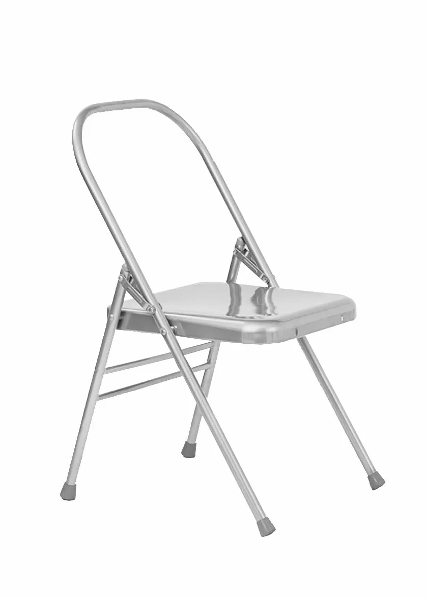 Yoga Studio YS/Folding/Chair/NoFBar, Sedia da Yoga Pieghevole Senza Barra Anteriore, Dimensioni: 47 x 49 x 81 cm Unisex-Adulto, Argento, Standard