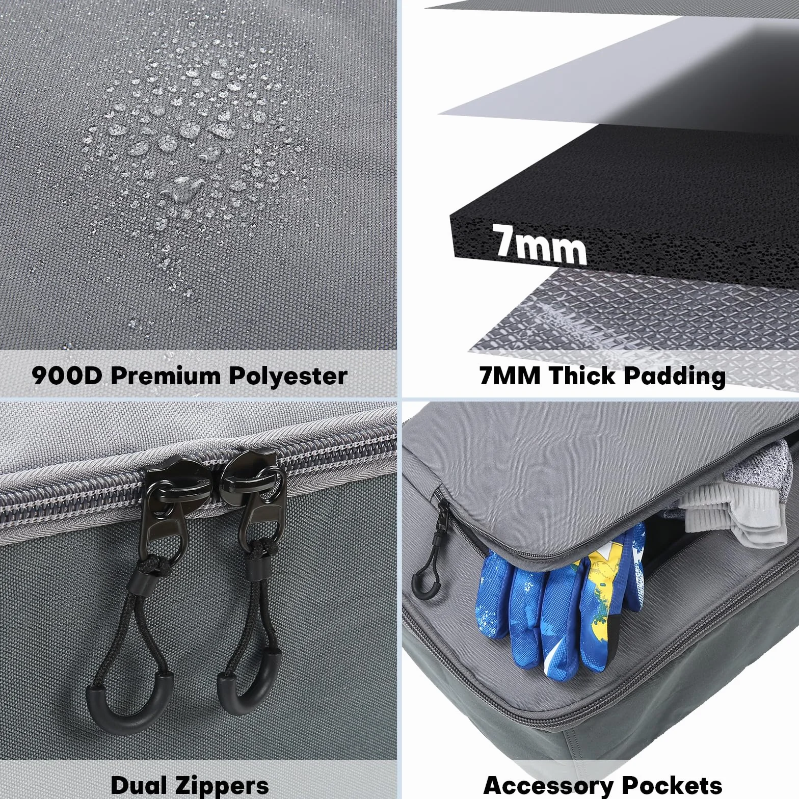 Borsa da Snowboard e Sci Con Imbottitura da 7 mm - Per Viaggio, Volo, Casco, Tavola, Stivali - Con Cinghia per Bastoni da Sci e Manico