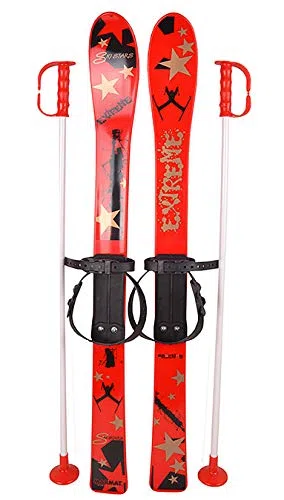 Marmat Bacchette per sci per bambini, in plastica, 5 colori, 90 cm (rosso)