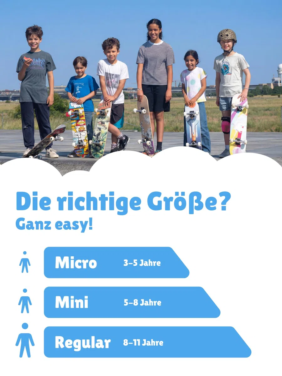 Skateboard per bambini – tavola completa di alta qualità per principianti dai 3 o 4 anni in su, in 7 strati di acero, con nastro antiscivolo, assi e ruote in uretano, cuscinetti a sfera